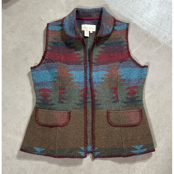 Territory Ahead Women's Size Small Wool Blend Vest Full Zip Collar Earth Nature - Picture 1 of 9